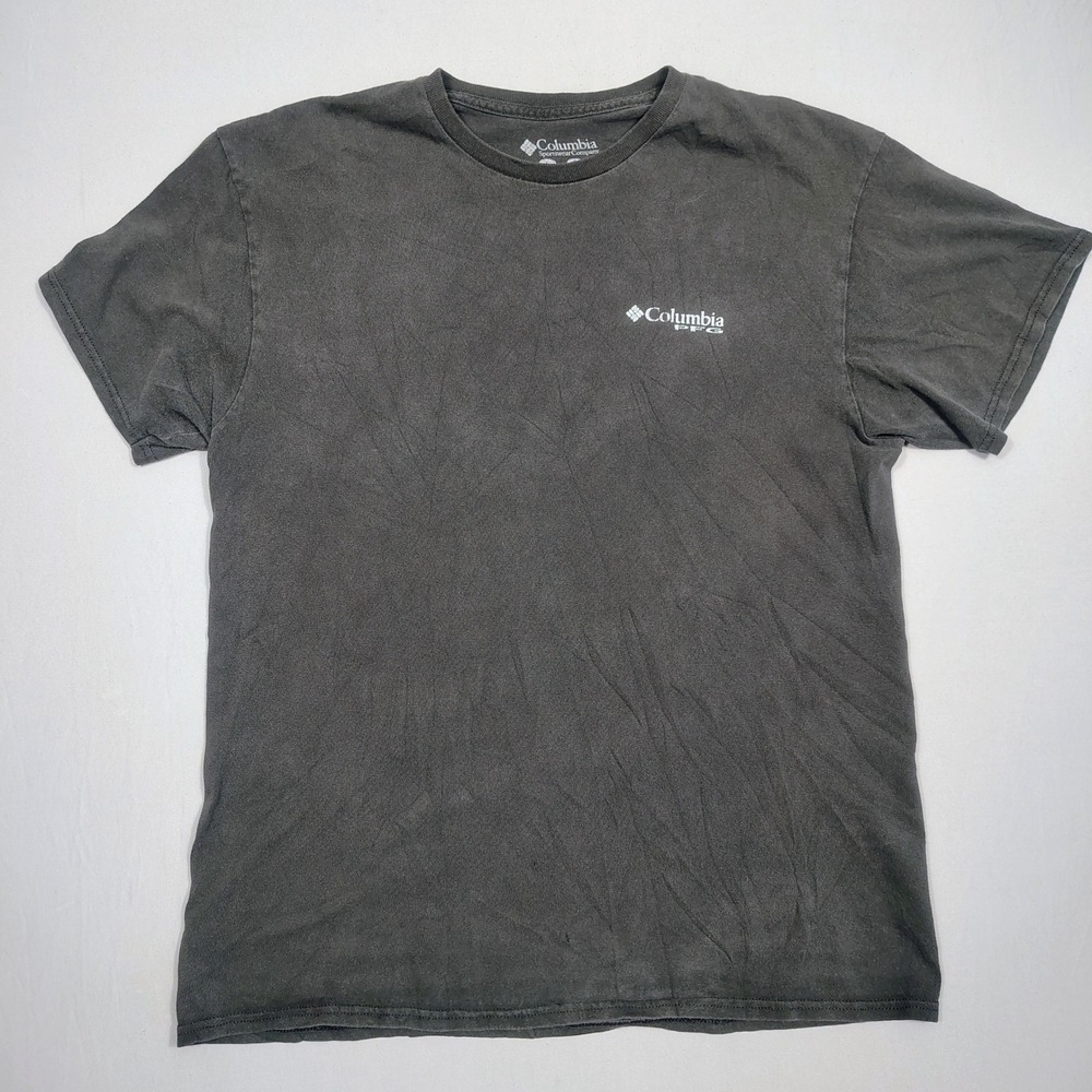 Columbia T-Shirt Mens L Grey PFG Fishing Graphic Distressed Cotton Tee